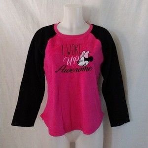 Disney Minnie Mouse Girls Fleece Pajama Top Small Long Sleeve Cozy Sleepwear